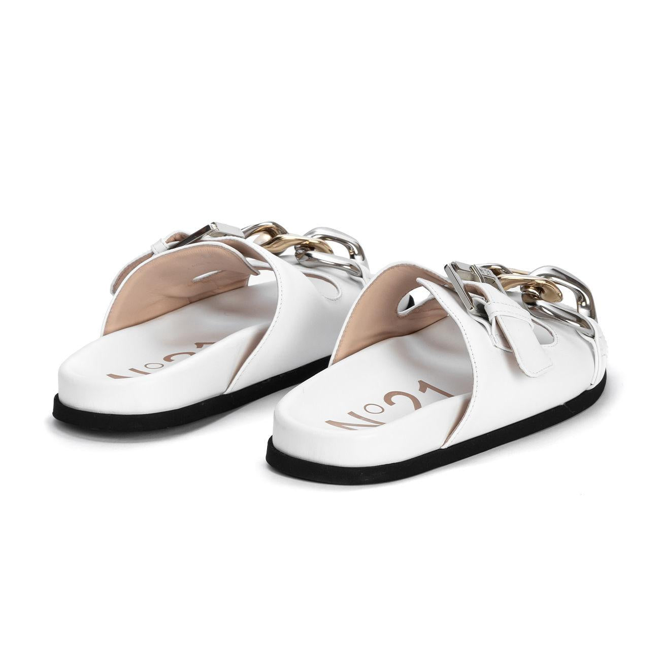Sandali Con Fibbia In Pelle Donna Bianco N21/22ESP03100310 W001WHITE N°21 