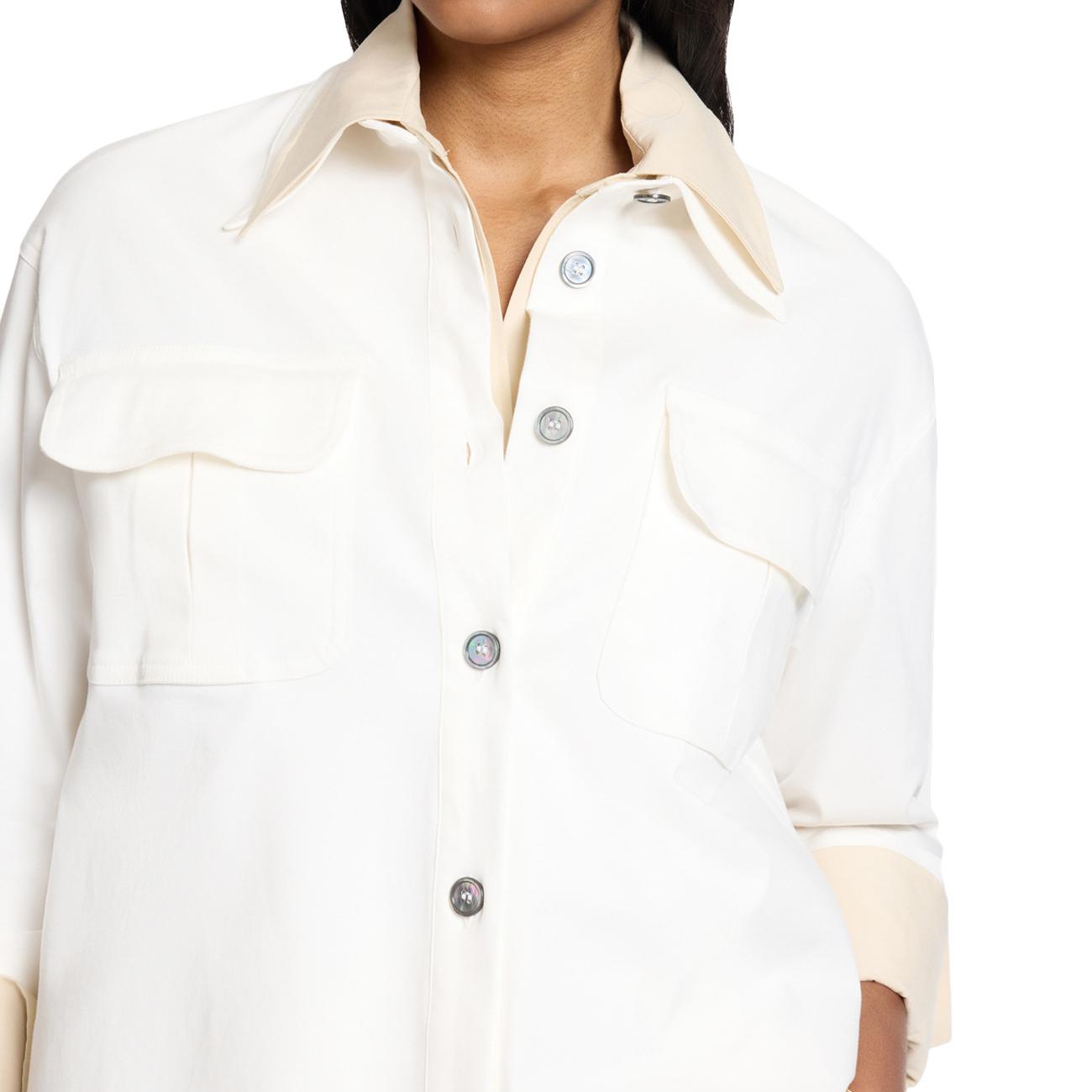 Camicia In Gabardina Con Tasche 5023Z000028N 011 BIANCO ELENA MIRO' 