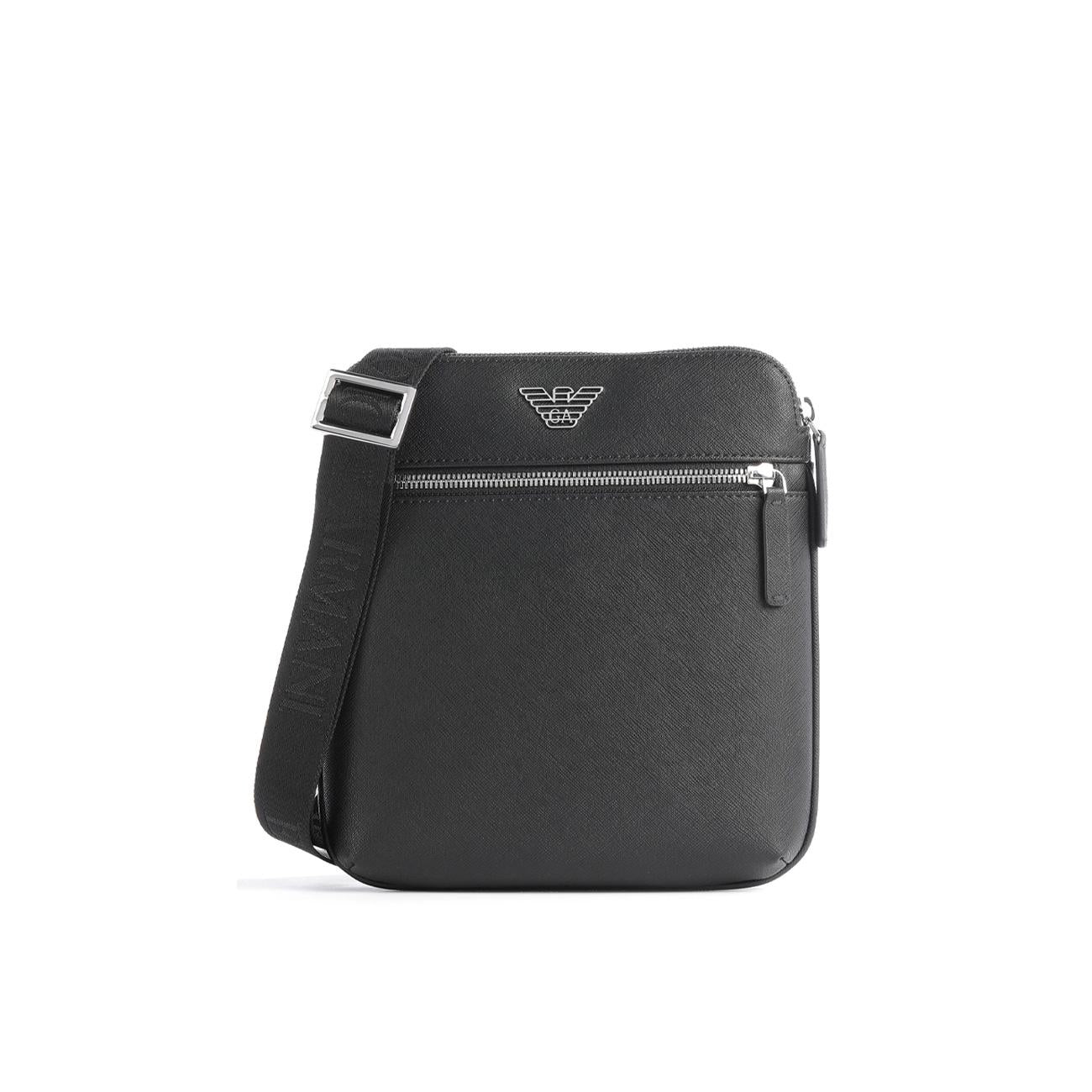 TRACOLLA PIATTA IN PELLE RIG. SAFFIANO C/PLACCH. AQUILA EA Y4M185Y138E 81072 NERO EMPORIO ARMANI ACCESSORI 