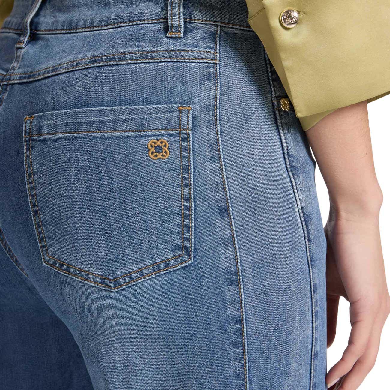 Jeans 5 Tasche Mid Wide Leg, "Wanda" P531P000413N 024 BLU MEDIO ELENA MIRO' 