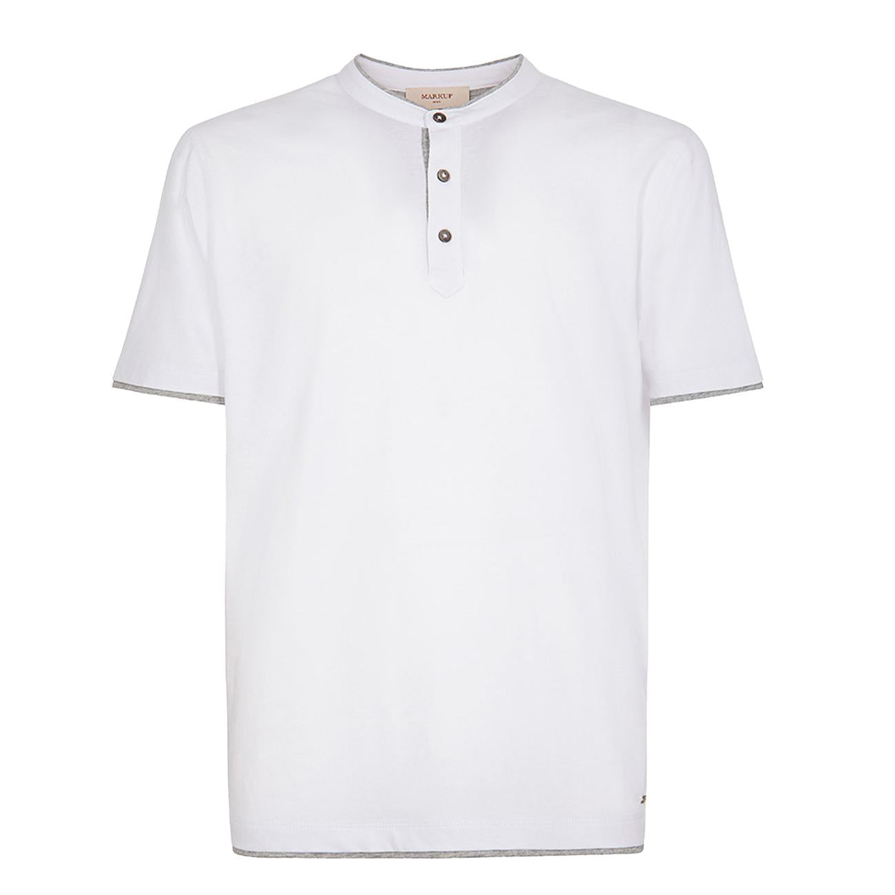 T-Shirt Serafino Con Contrasti MK891019 BIANCO MARKUP 