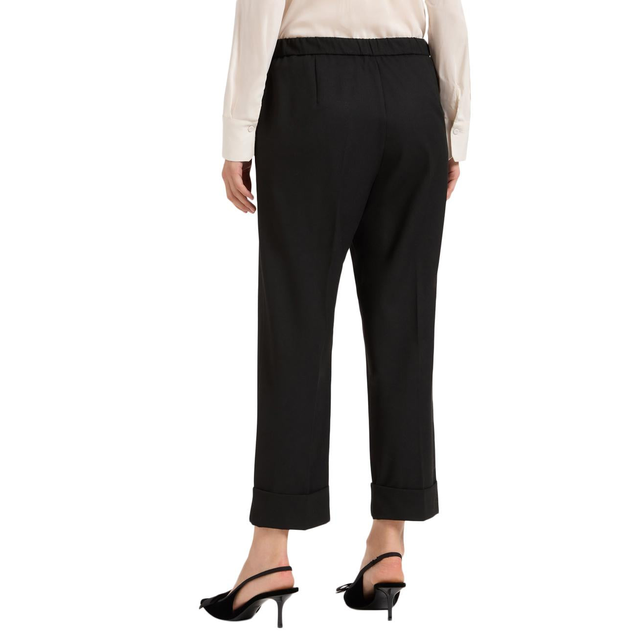 Pantaloni Cropped Con Risvolto P164P000360N 033 NERO ELENA MIRO' 