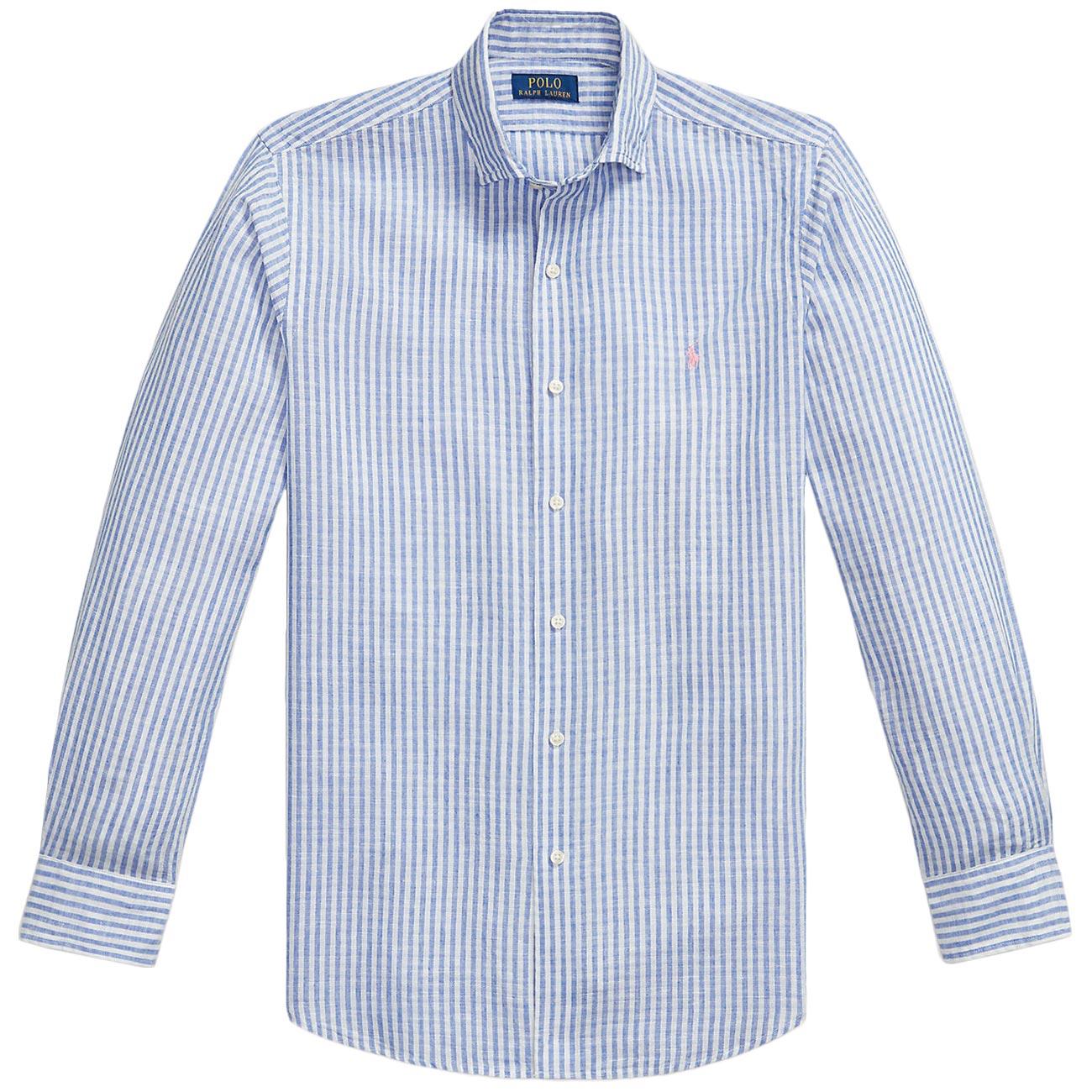 Camicia Seersucker A Righe 710B16700 001 7232A BLUE WHITE POLO RALPH LAUREN 