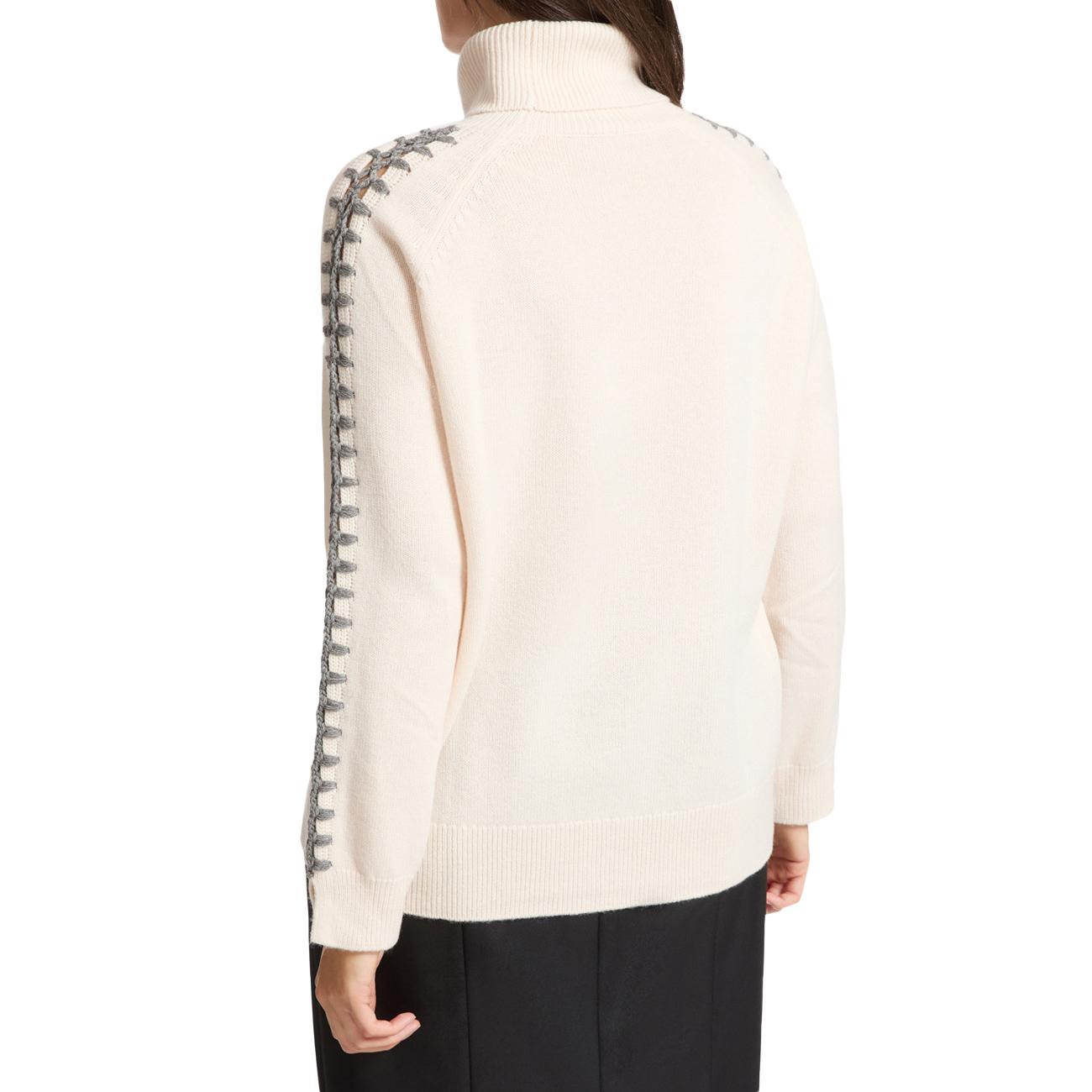 Maglia In Lana Ricamata A Mano M468Z000601N 002 GESSO ELENA MIRO' 