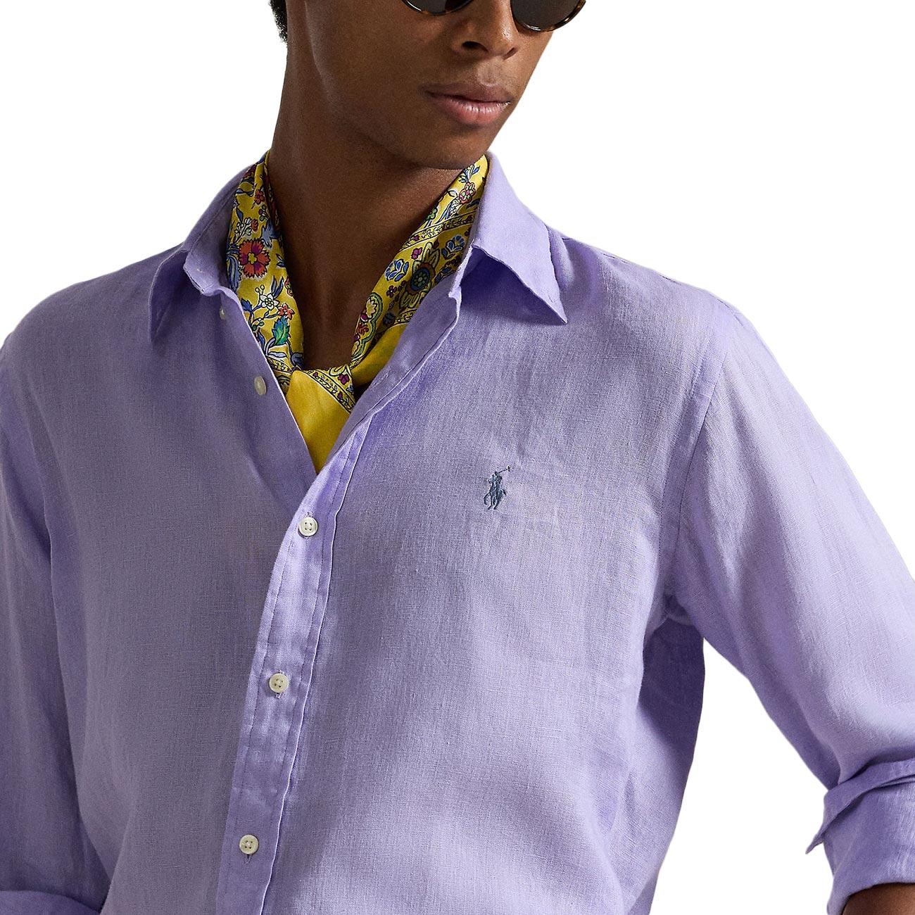 Camicia Di Lino 710966294 501 SKY LAVENDER POLO RALPH LAUREN 