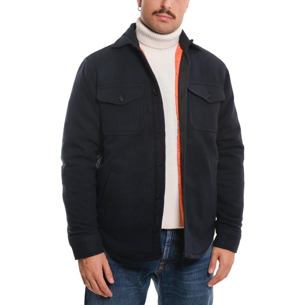 CHESAPEAKE'S Giacca Wool Lined CPO PADDED NAVY 