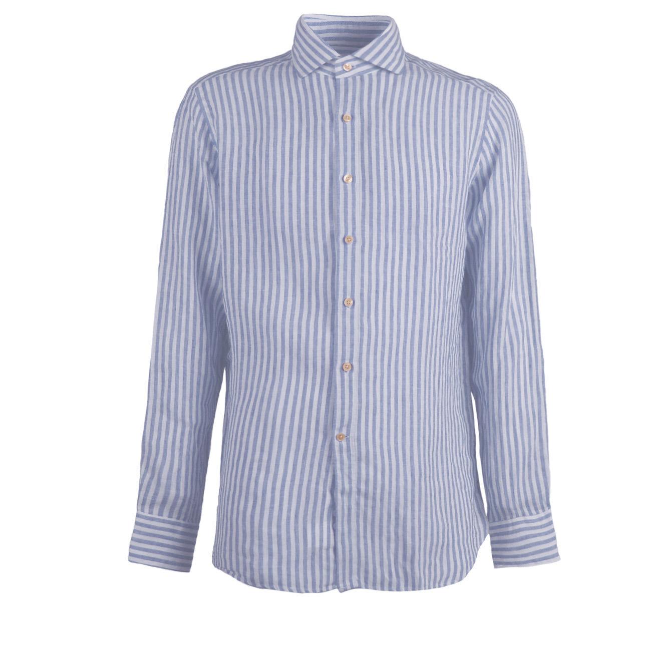 CAMICIA U. M/L RIGATA C/FRANCESE GUGLIELMINOTTI U3ECUU RC4/B.CO/BLU GUGLIELMINOTTI 