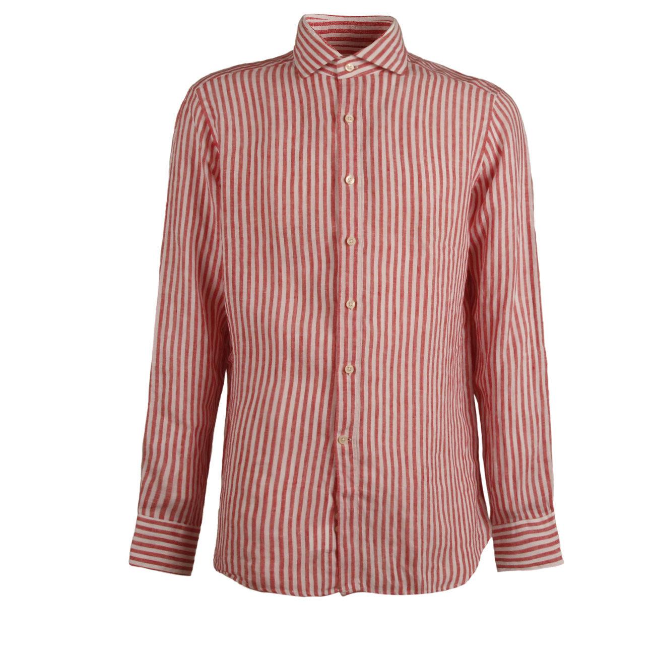 CAMICIA U. M/L RIGATA C/FRANCESE GUGLIELMINOTTI U3ECUU RL1/B.CO/ROSSO GUGLIELMINOTTI 