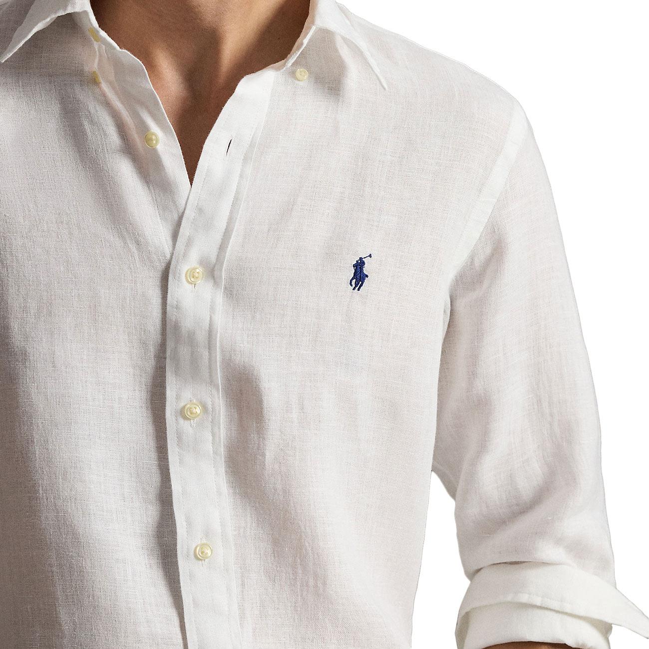 Camicia Di Lino 710966294 506 WHITE POLO RALPH LAUREN 