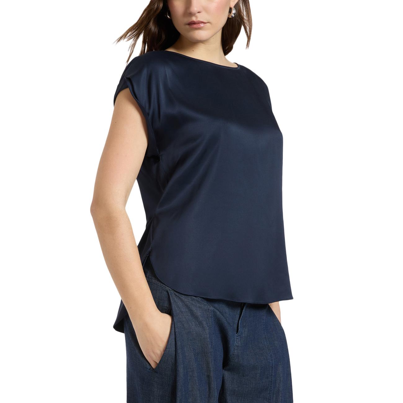 Blusa In Raso 2086P100217N 034 BLU NAVY ELENA MIRO' 