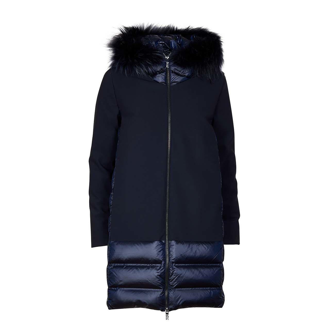 Cappotto Piumino Con Cappuccio E Pelo In Nylon Donna Blue Black W21515FT 60BLUE BLACK RRD 