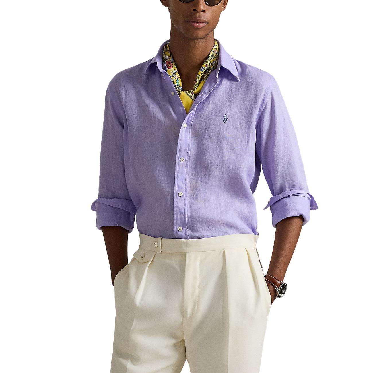 Camicia Di Lino 710966294 501 SKY LAVENDER POLO RALPH LAUREN 