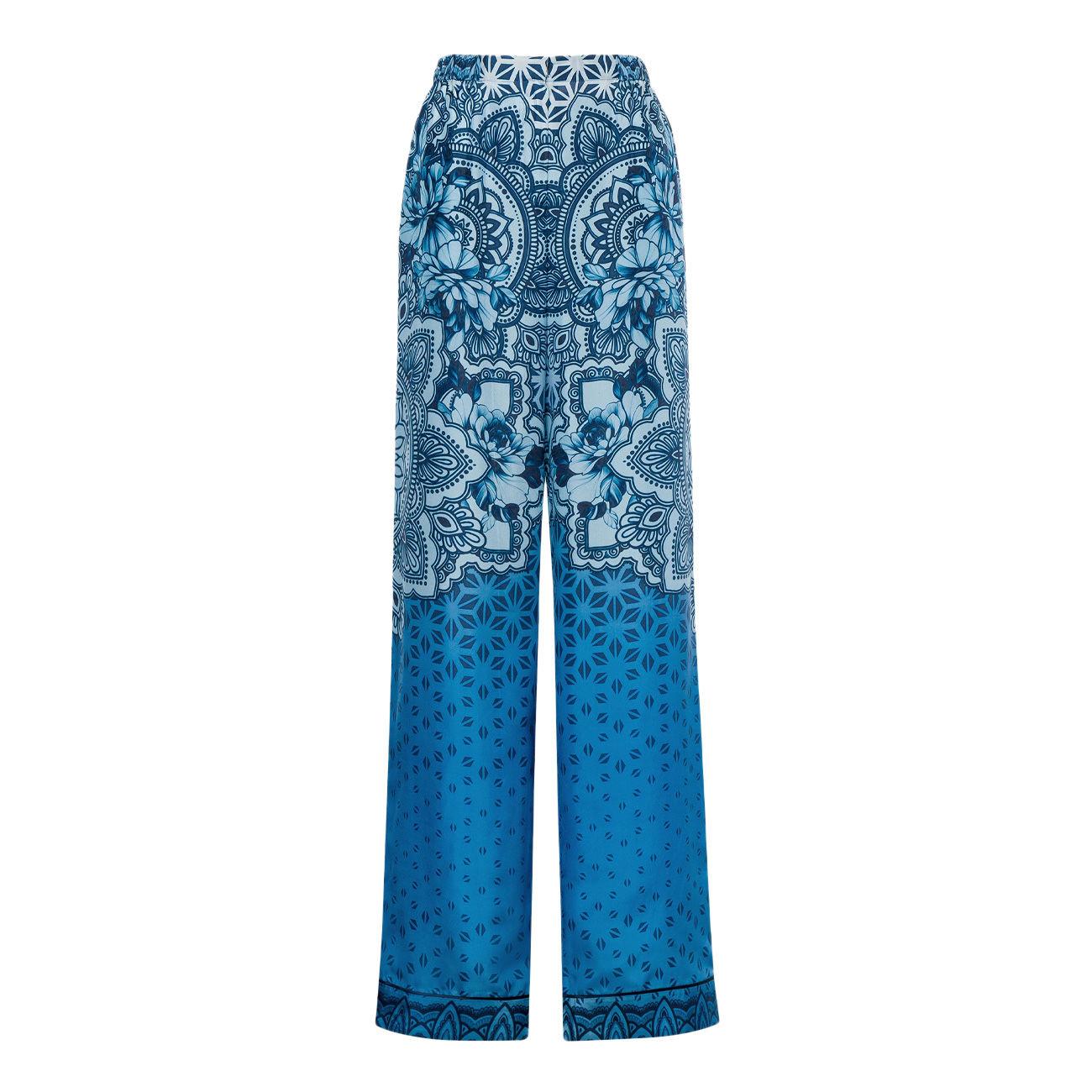 Pantalone Seta Habotai A032816431298 BLU ALBERTA FERRETTI 