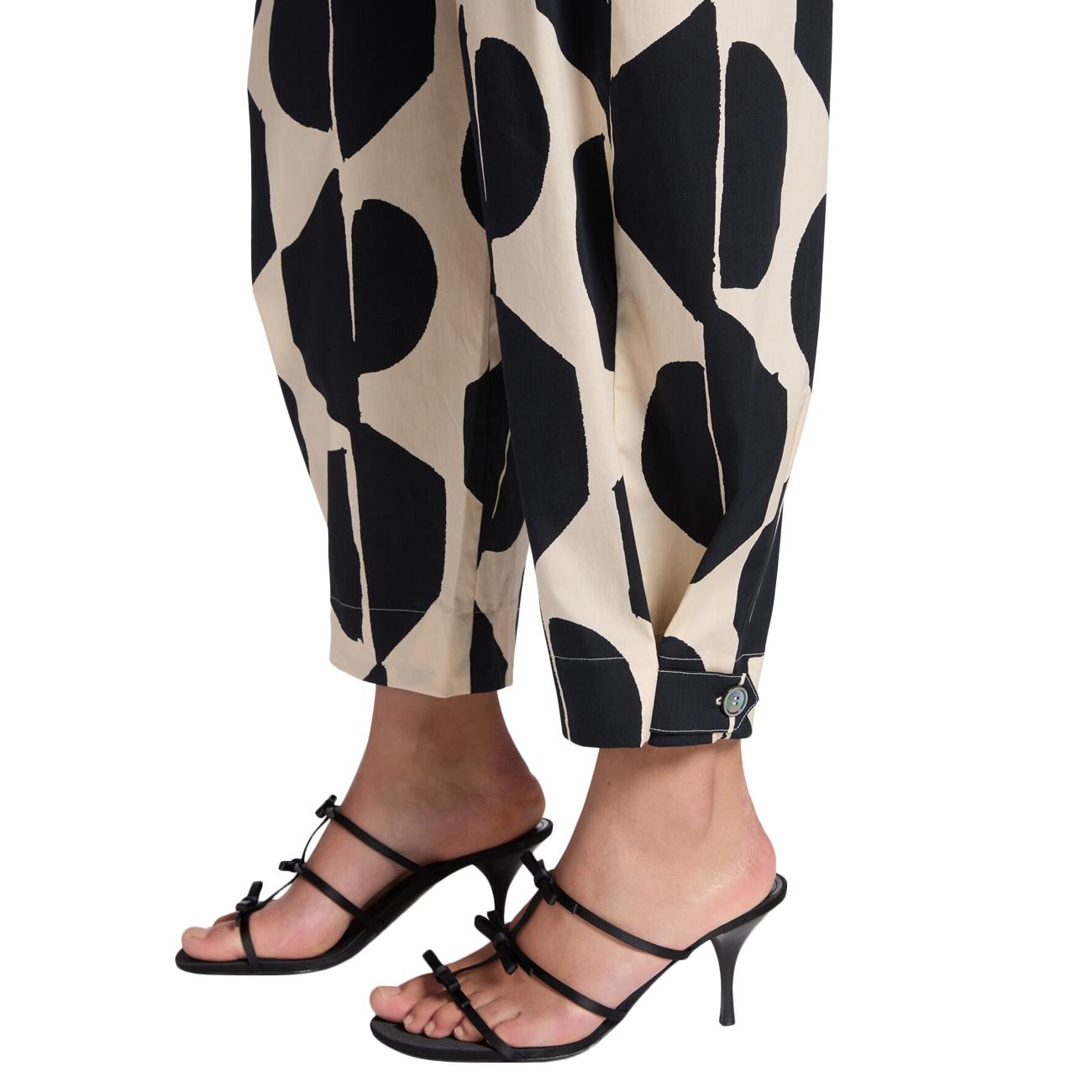 Pantaloni Barrel Stampati P189P100495N 01 BEIGE/NERO ELENA MIRO' 