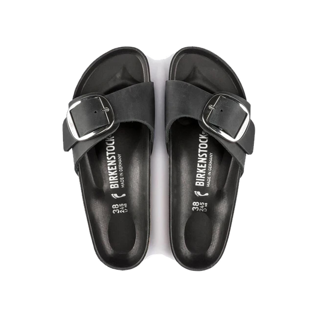 Sandalo Madrid Grande Fibbia In Pelle Oliata 1006523 BLACK BIRKENSTOCK 