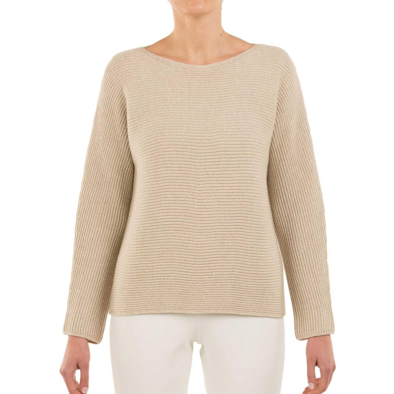 Pullover Scollo A Barca Donna Beige 26592 8150 BEIGE LE TRICOT PERUGIA 