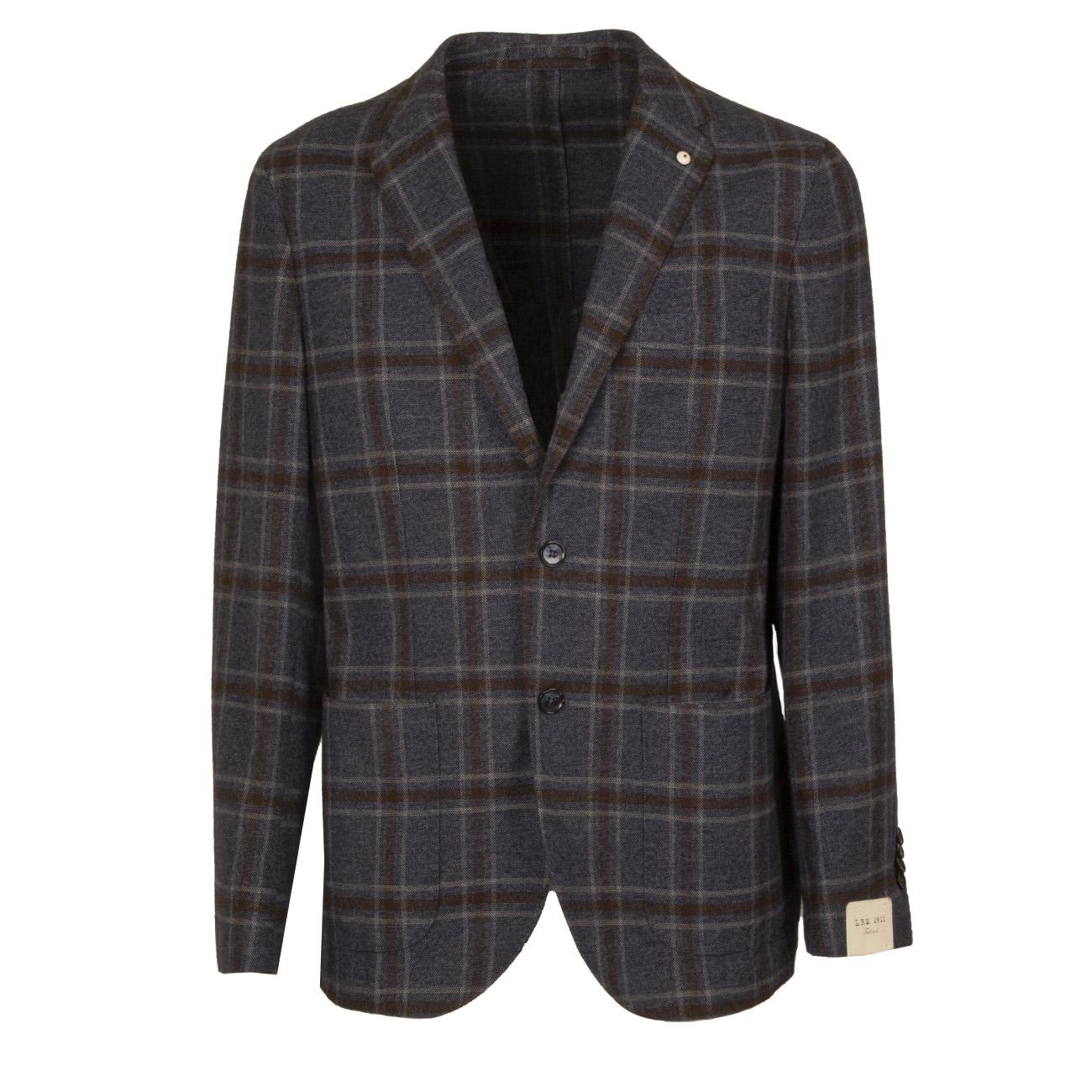 Giacca U. 2 Bott. Tasca Appl. Check Cot. Mano Cashmere L.B.M 25810 2815 1 BLU/GESSO/MARRONE L.B.M.1911. 