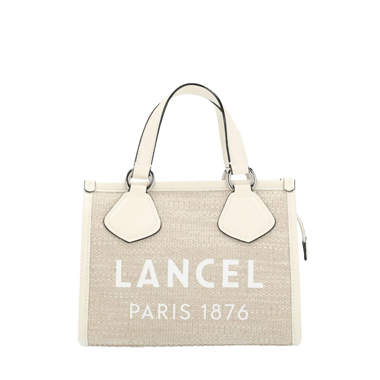 BORSA D. SUMMER TOTE S CABAS ETE TESS+PROF IN PELLE LANCEL A12006 5Z NATUR/BLANC LANCEL 