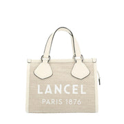 BORSA D. SUMMER TOTE S CABAS ETE TESS+PROF IN PELLE LANCEL A12006 5Z NATUR/BLANC LANCEL 
