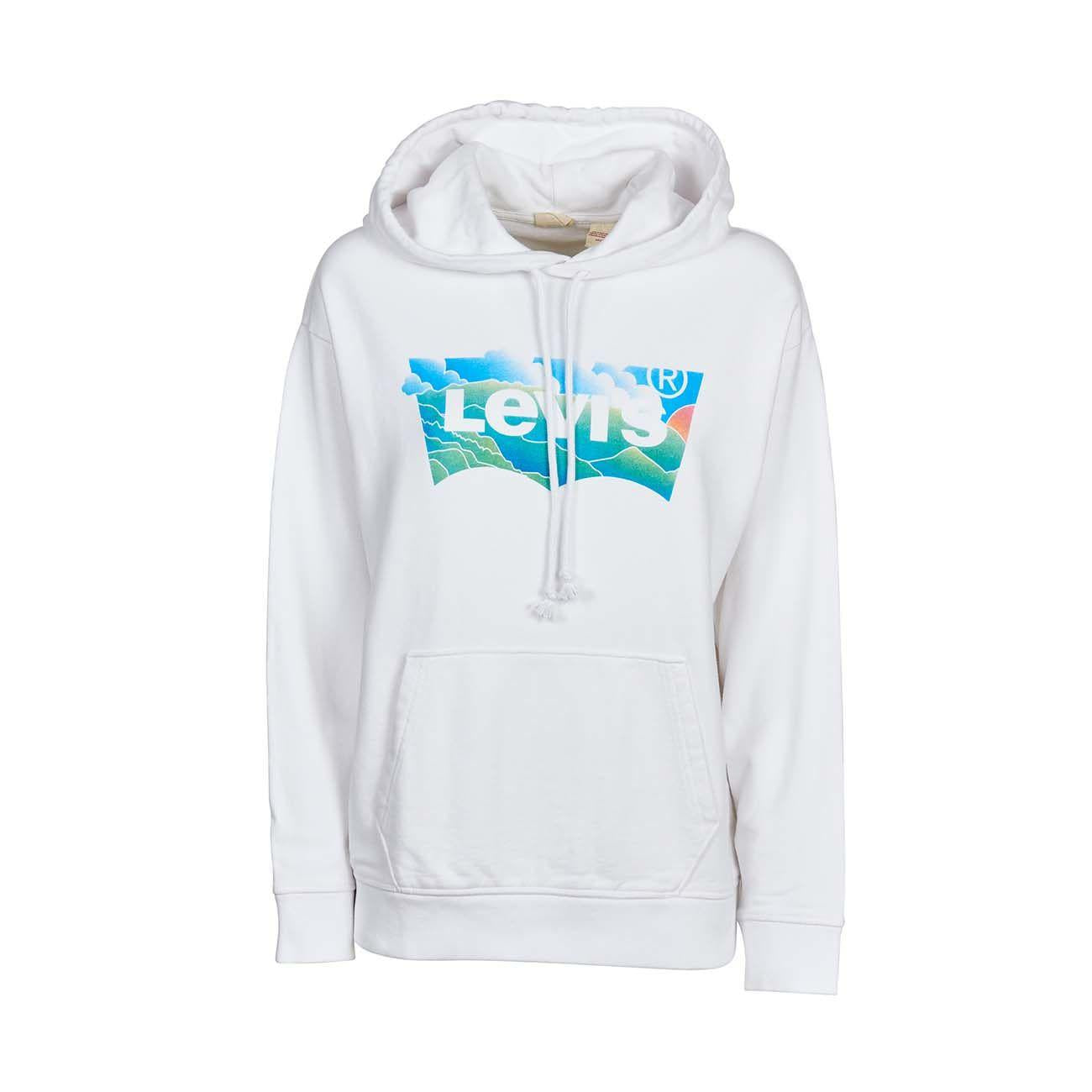 Felpa Cappuccio E Tascone Con Stampa Cloud Donna Bianco LEVI/18487/0069 WHITE LEVIS 