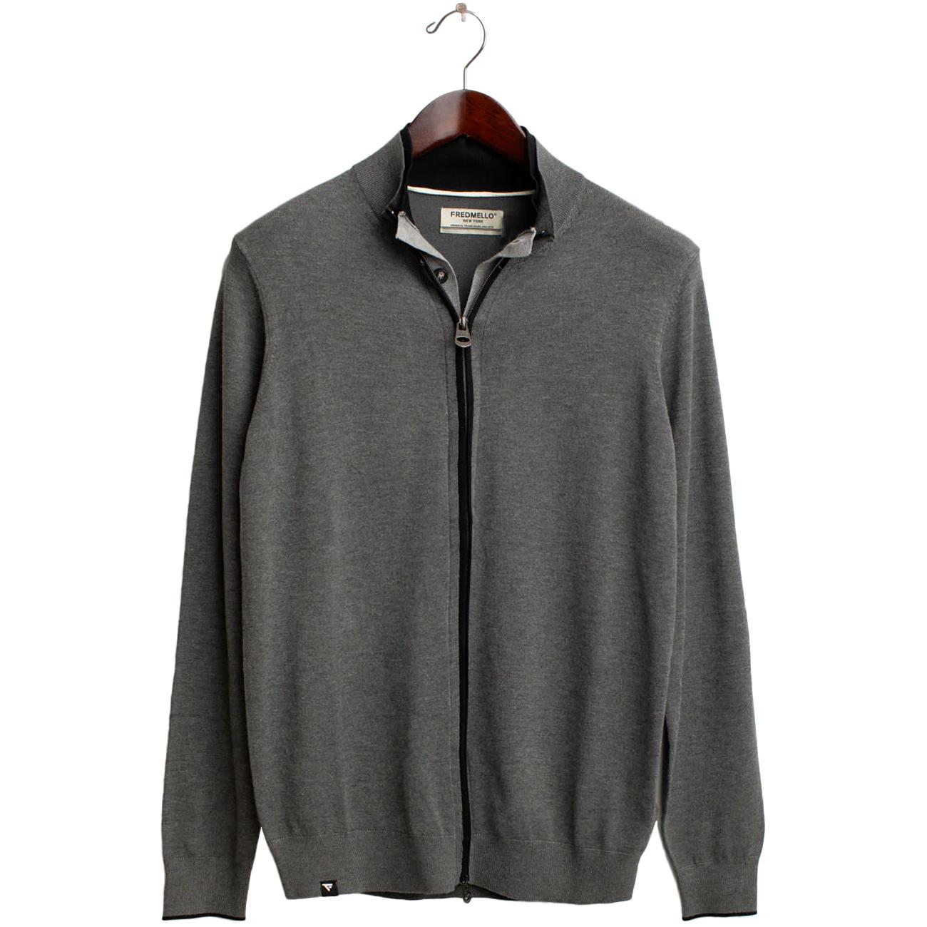 Maglia Full Zip FM25W18MZ A0953 ANTRACITE MELANGE FRED MELLO 