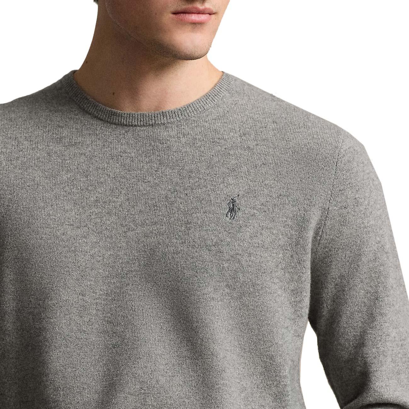 Pullover Lambswool Uomo Fawn Grey Heather 710876714 007 FAWN GREY HEATHER POLO RALPH LAUREN 