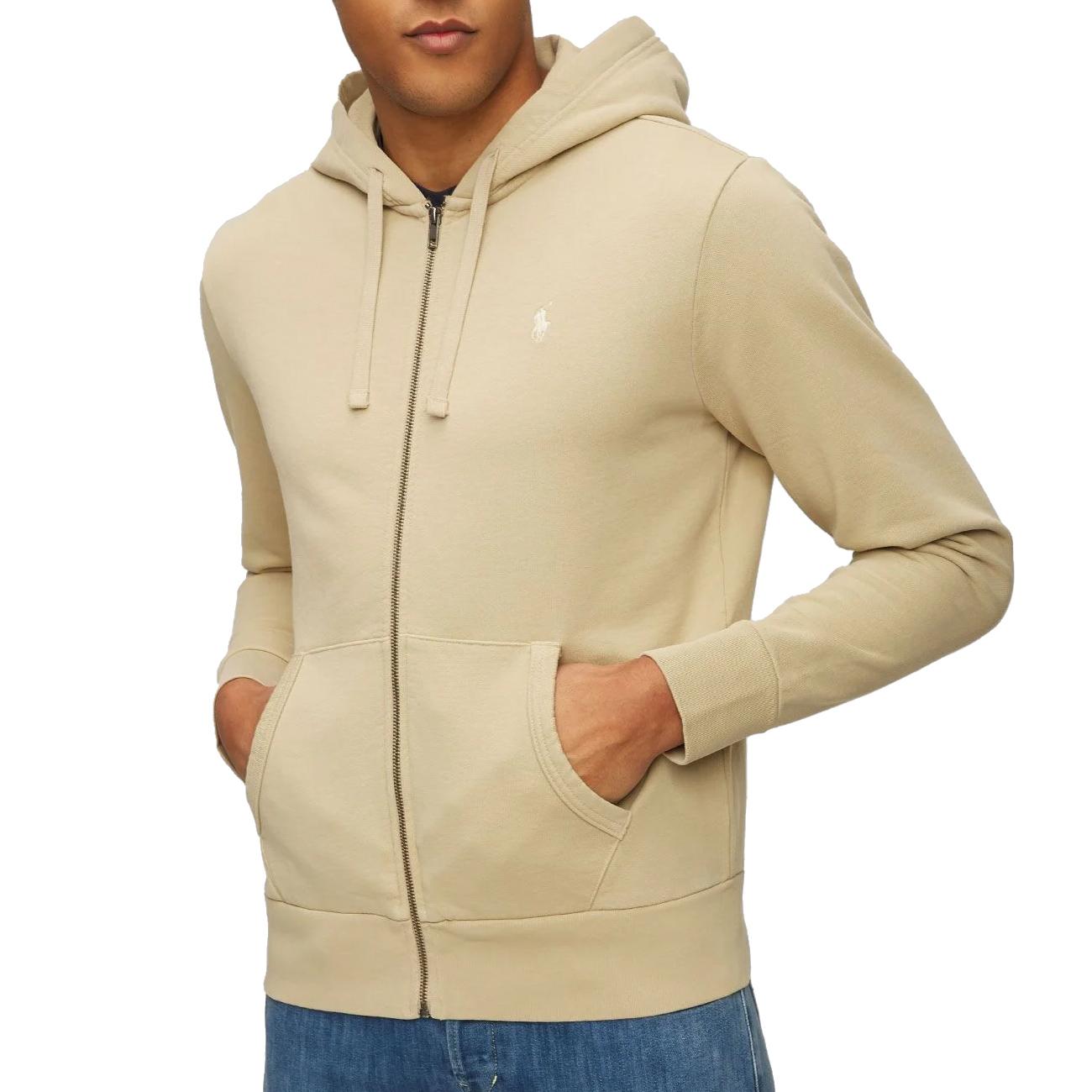 Felpa Full Zip Uomo Costal Beige 710916692 013 COASTAL BEIGE POLO RALPH LAUREN 