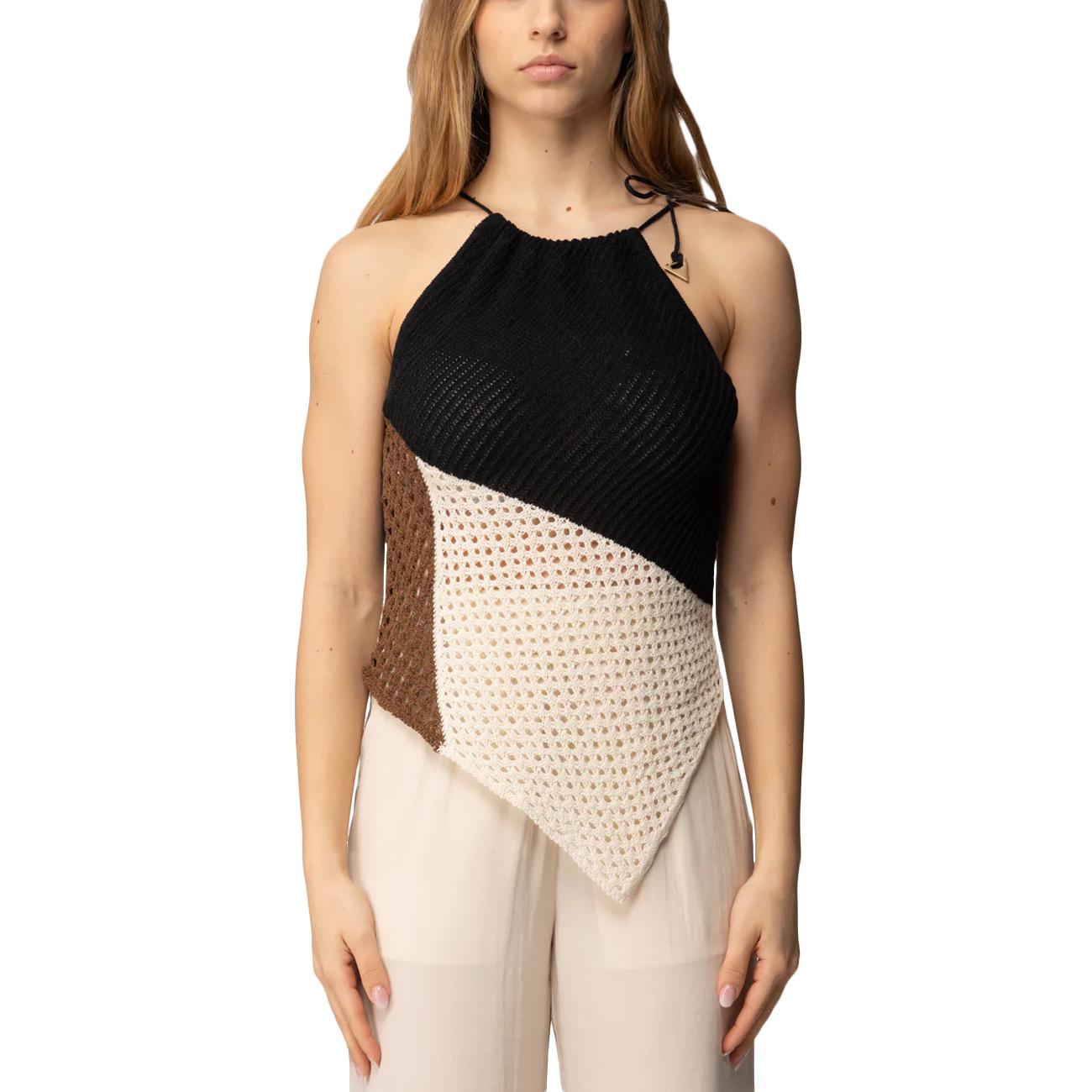 Top Asimmetrico In Maglia CNKD13073 NERO AKEP 