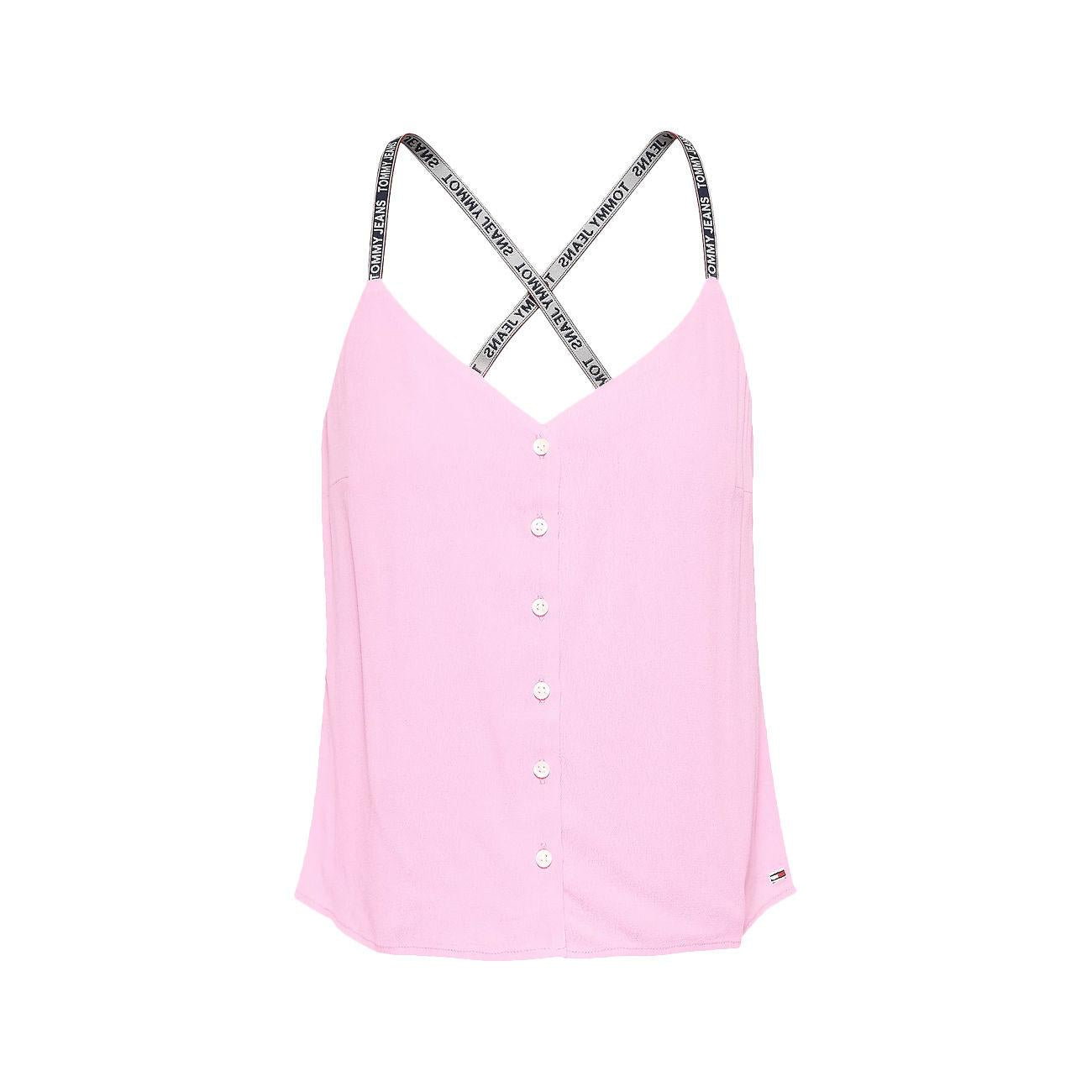 Top In Crepe Con Spalline Logate Donna Tou Pink Daisy Pink DW0DW09762 TOUPINKDAISY.PINK TOMMY JEANS 