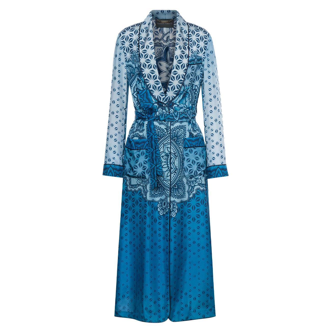 Spolverino Lungo Seta Habotai A061216431298 BLU ALBERTA FERRETTI 