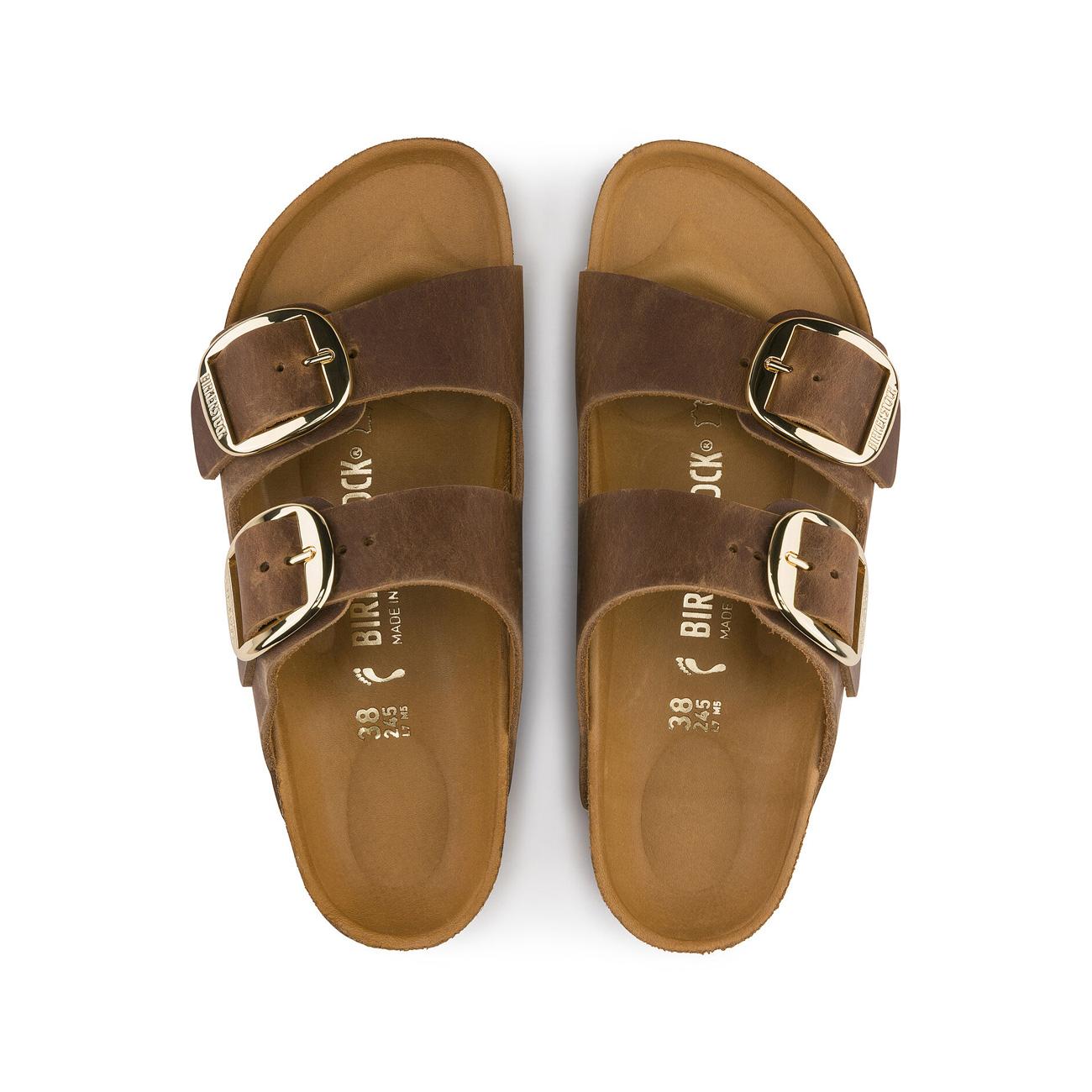 Sandali Arizona Grande Fibbia In Pelle Oliata 1011073 COGNAC BIRKENSTOCK 