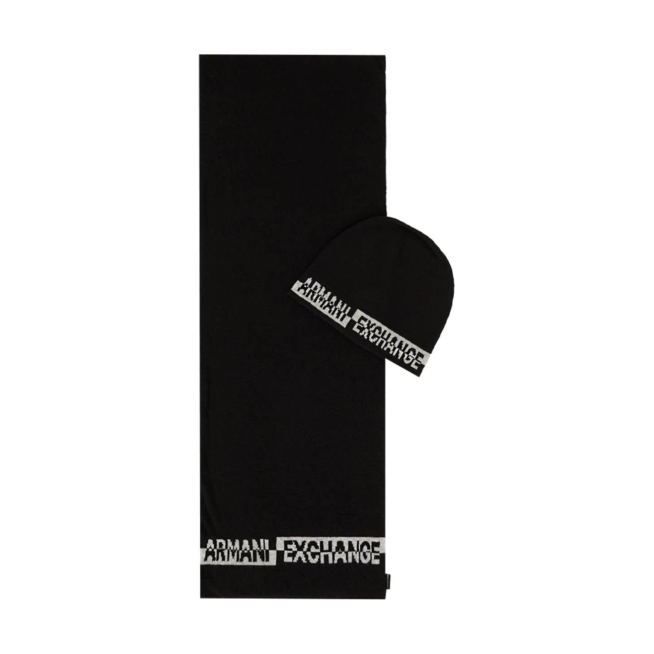 SET BERRETTO + SCIARPA U. C/LOGO ARMANI A/X 954651CC311 00020 BLACK ARMANI EXCHANGE 