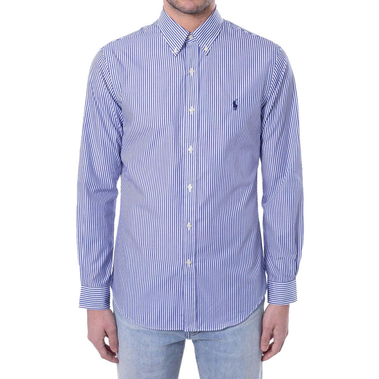 Camicia A Righe Button Down Uomo Royal Bianco 710705269 009 ROY/BCO/BAST POLO RALPH LAUREN 