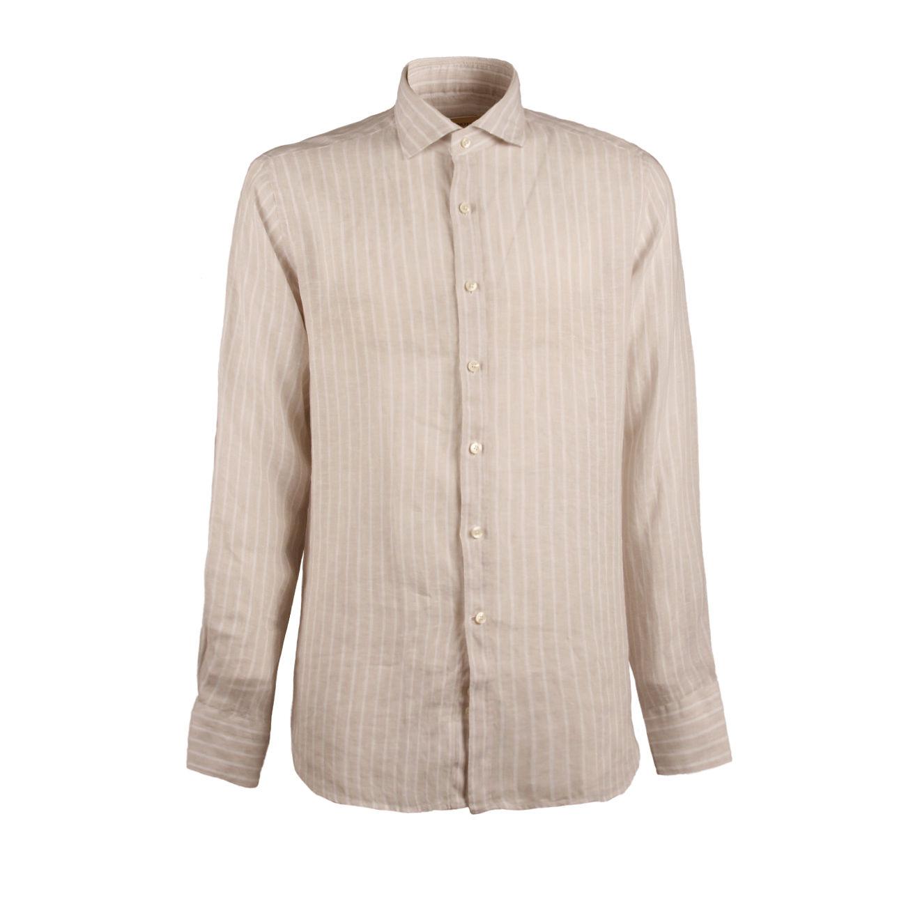 CAMICIA U. M/L RIGATA C/FRANCESE GUGLIELMINOTTI BCWCUU RS1/BEIGE/B.CO GUGLIELMINOTTI 