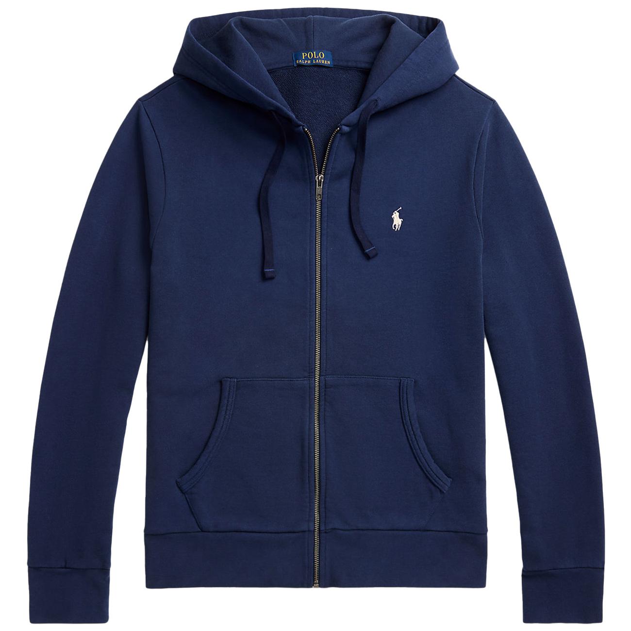 Felpa Con Cappuccio Con Zip Garzata Stone Wash 710916692 014 CRUISE NAVY POLO RALPH LAUREN 