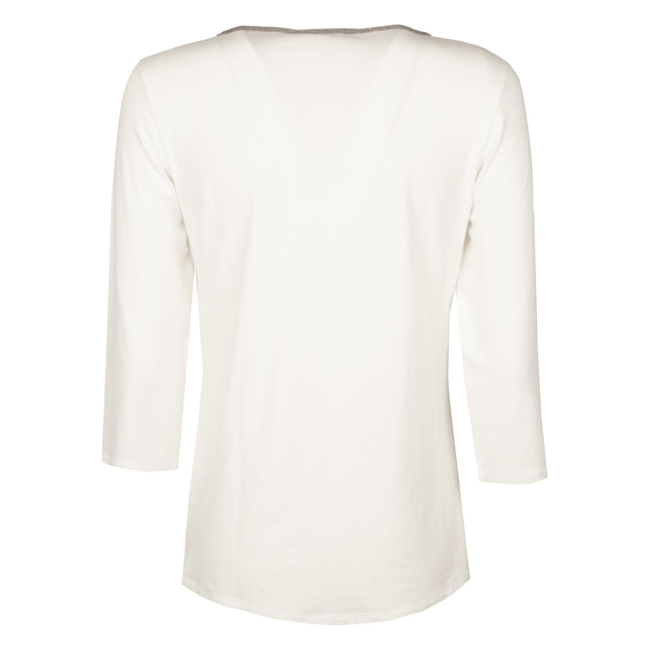T.Shirt In Viscosa Stretch Donna Off-White & Taupe 66449 9433 OFFWHT+OFFWHT+TAUPE LE TRICOT PERUGIA 