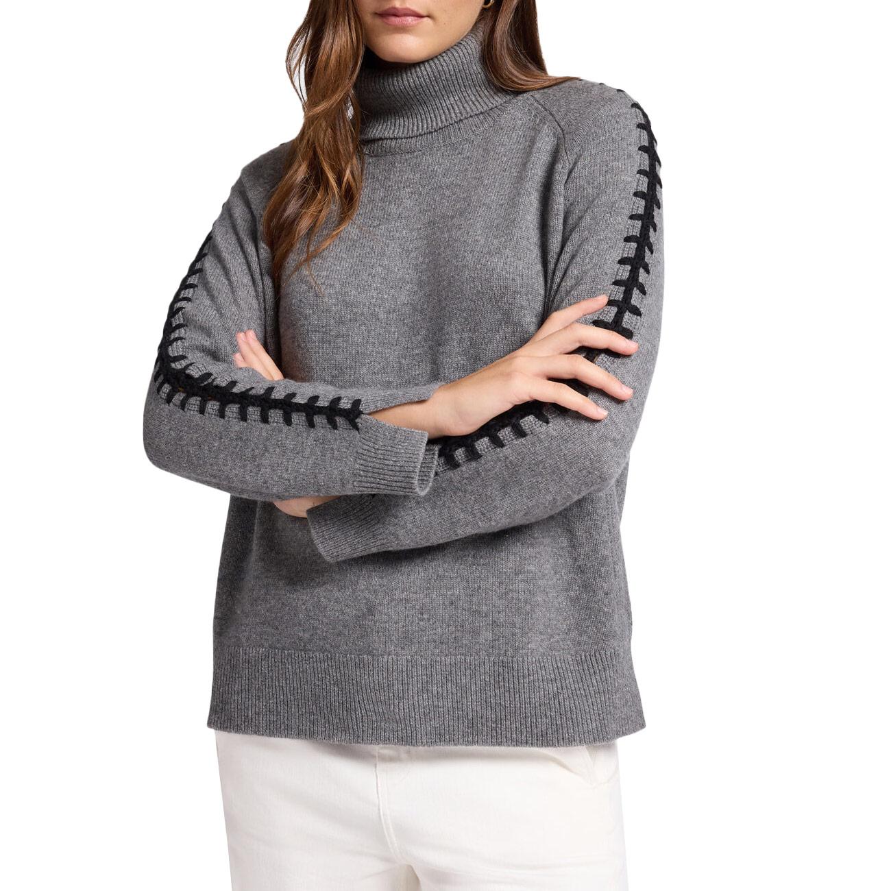 Maglia In Lana Ricamata A Mano M468Z000601N 013 MEDIUM GREY ELENA MIRO' 