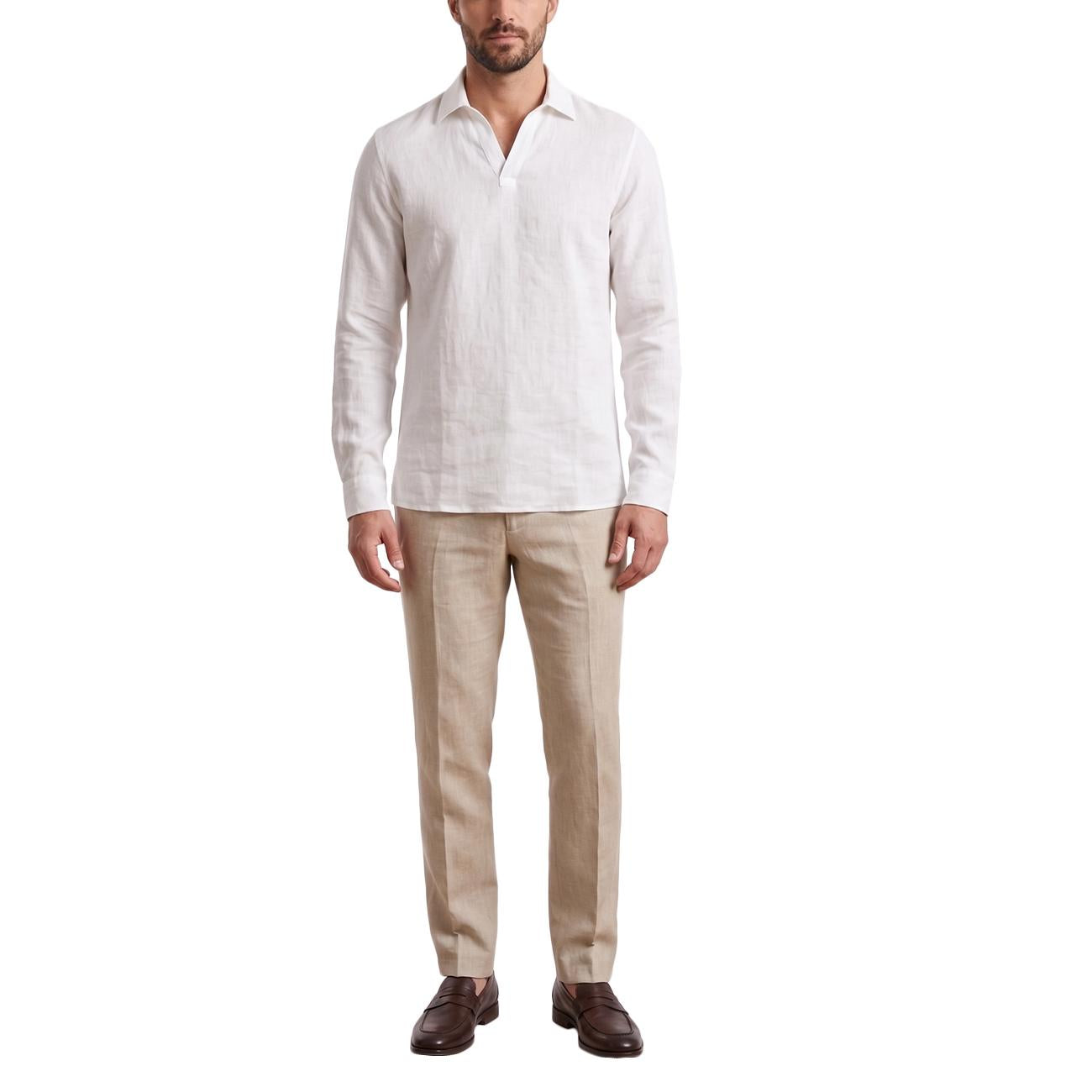 Polo In Lino 60191/96803 250 BIANCO GRAN SASSO 