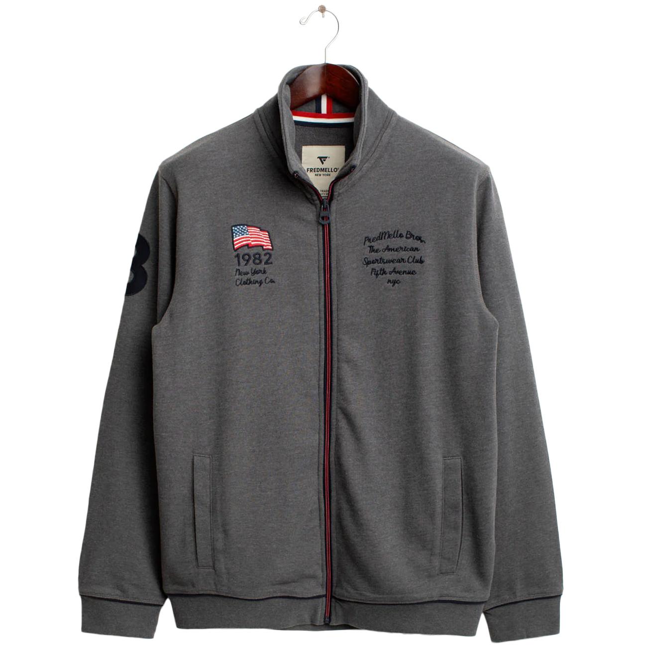 Felpa Full Zip Con Dettagli Americani FM25W20FZ A0953 ANTRACITE MELANGE FRED MELLO 