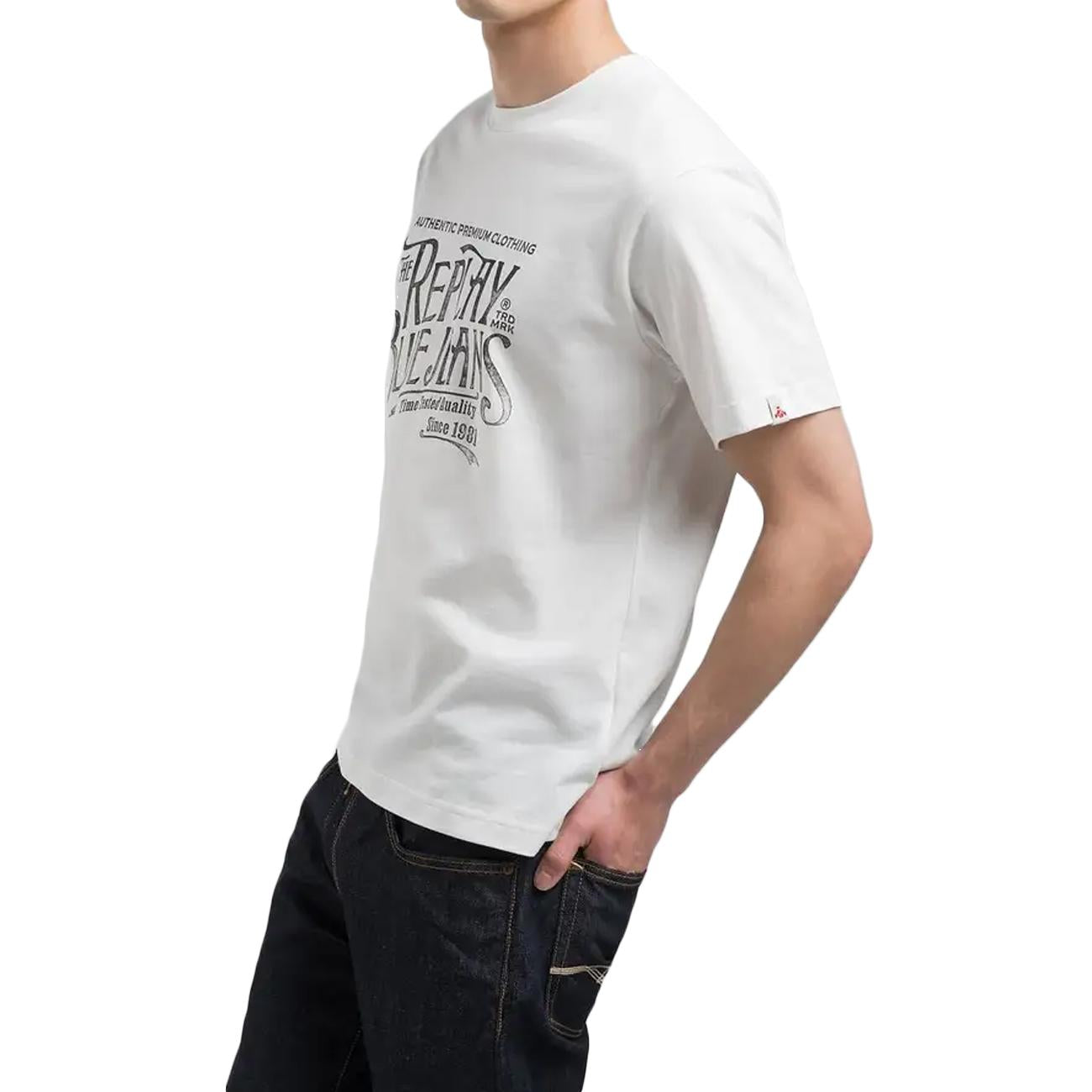 REPLAY T-Shirt Regular Fit Con Stampa Uomo Bianco M3042.000.2660 011 WHITE 