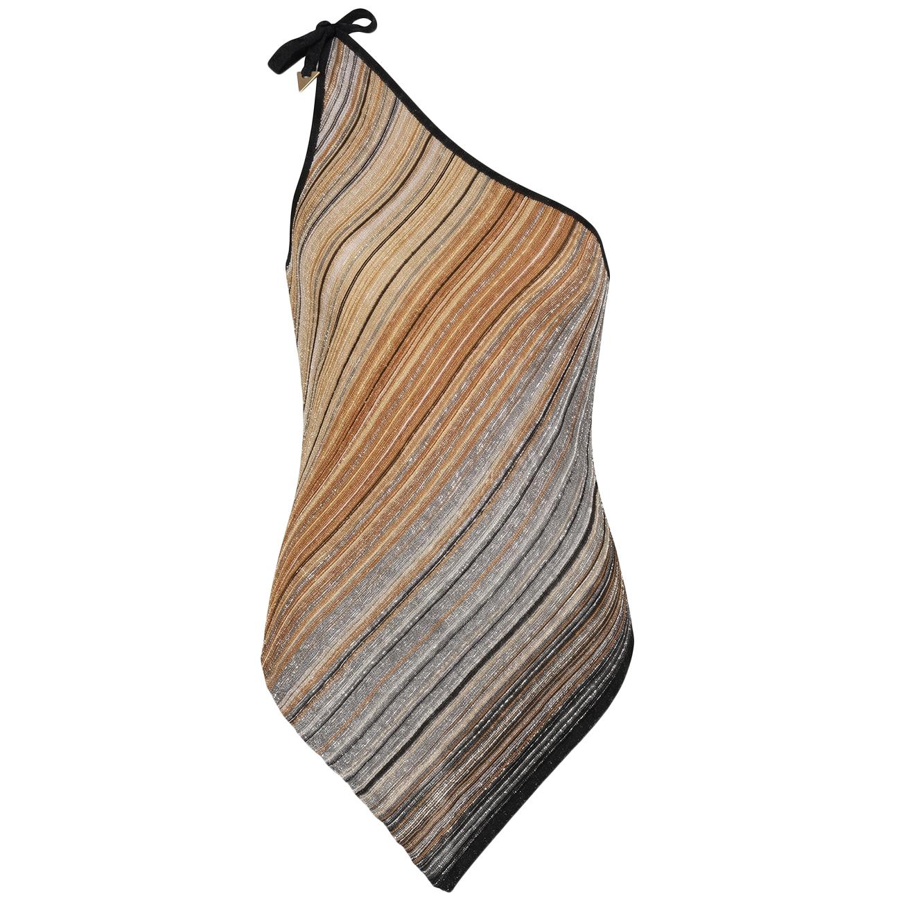 AKEP Top Monospalla A Righe Lurex CNKD13294 MARRONE 