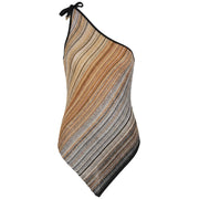 AKEP Top Monospalla A Righe Lurex CNKD13294 MARRONE 