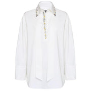 Camicia In Popeline Con Cristalli 2040Z000020N 011 OFF-WHITE ELENA MIRO' 
