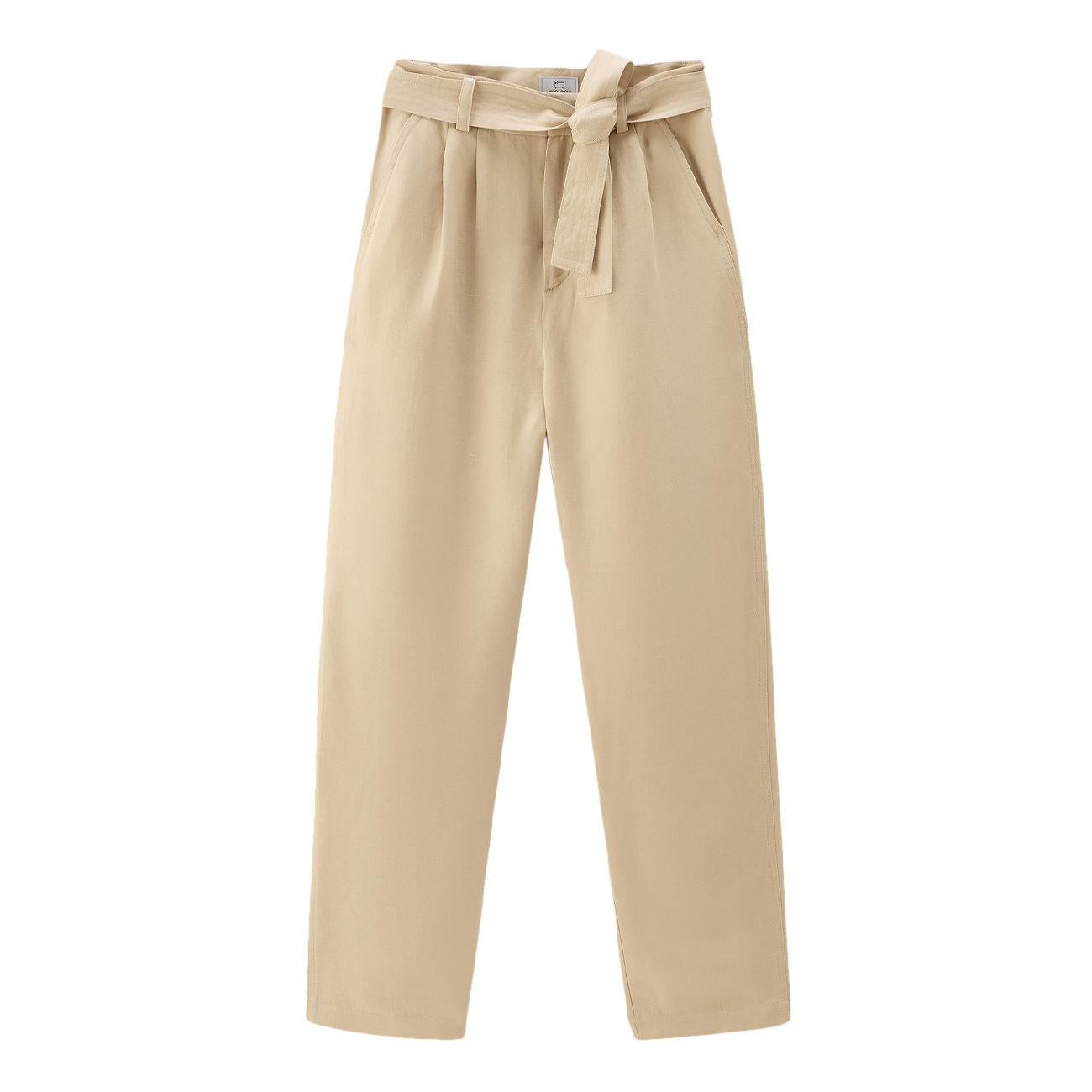 PANTALONE D. IN MISTO VISCOSA E LINO C/CINTURA IN TESSUTO WOOLRICH CFWWTR0151FRUT3043 8925/FEATHER BEIGE WOOLRICH 