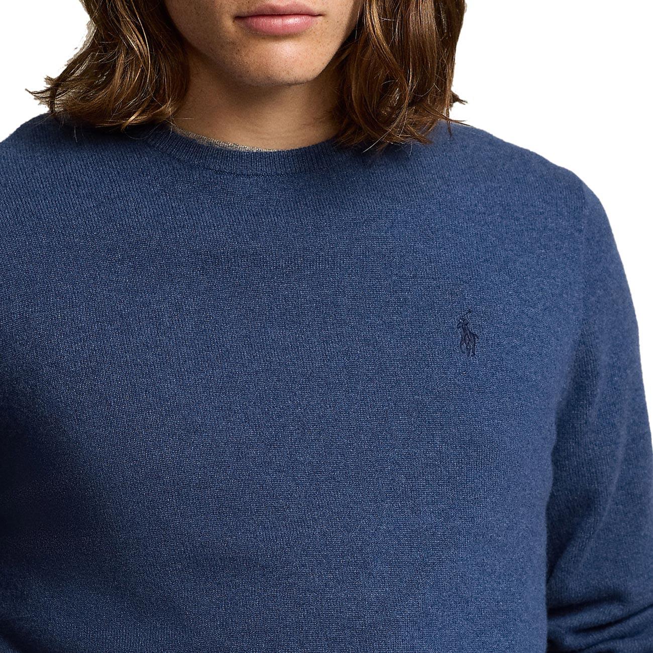 Pull Lambswool Uomo Rustic Navy Heather 710876714 015 RUSTIC NAVY HEATHER POLO RALPH LAUREN 