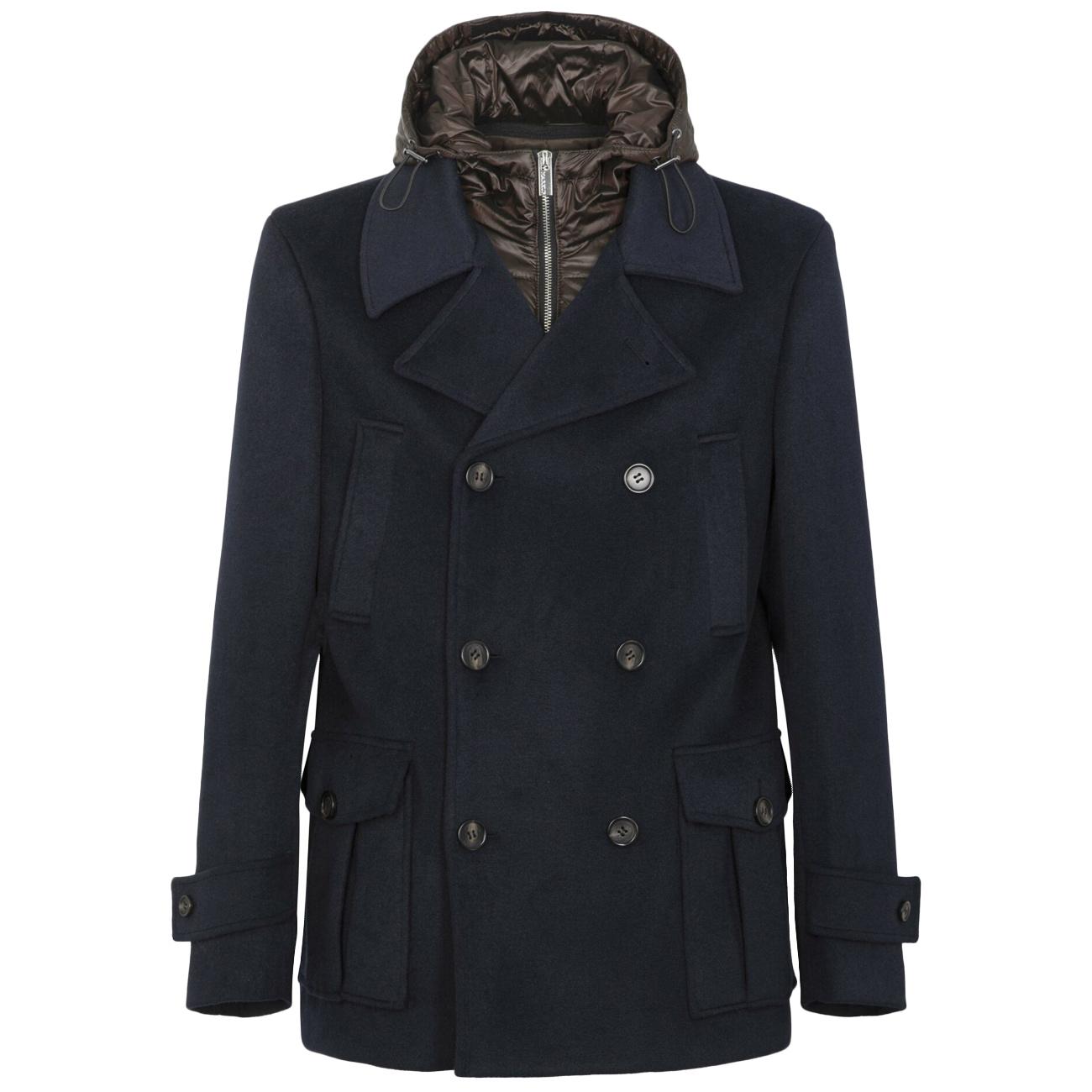 Cappotto Doppiopetto Con Pettorina E Cappuccio MK9940621 BLUE MARKUP 
