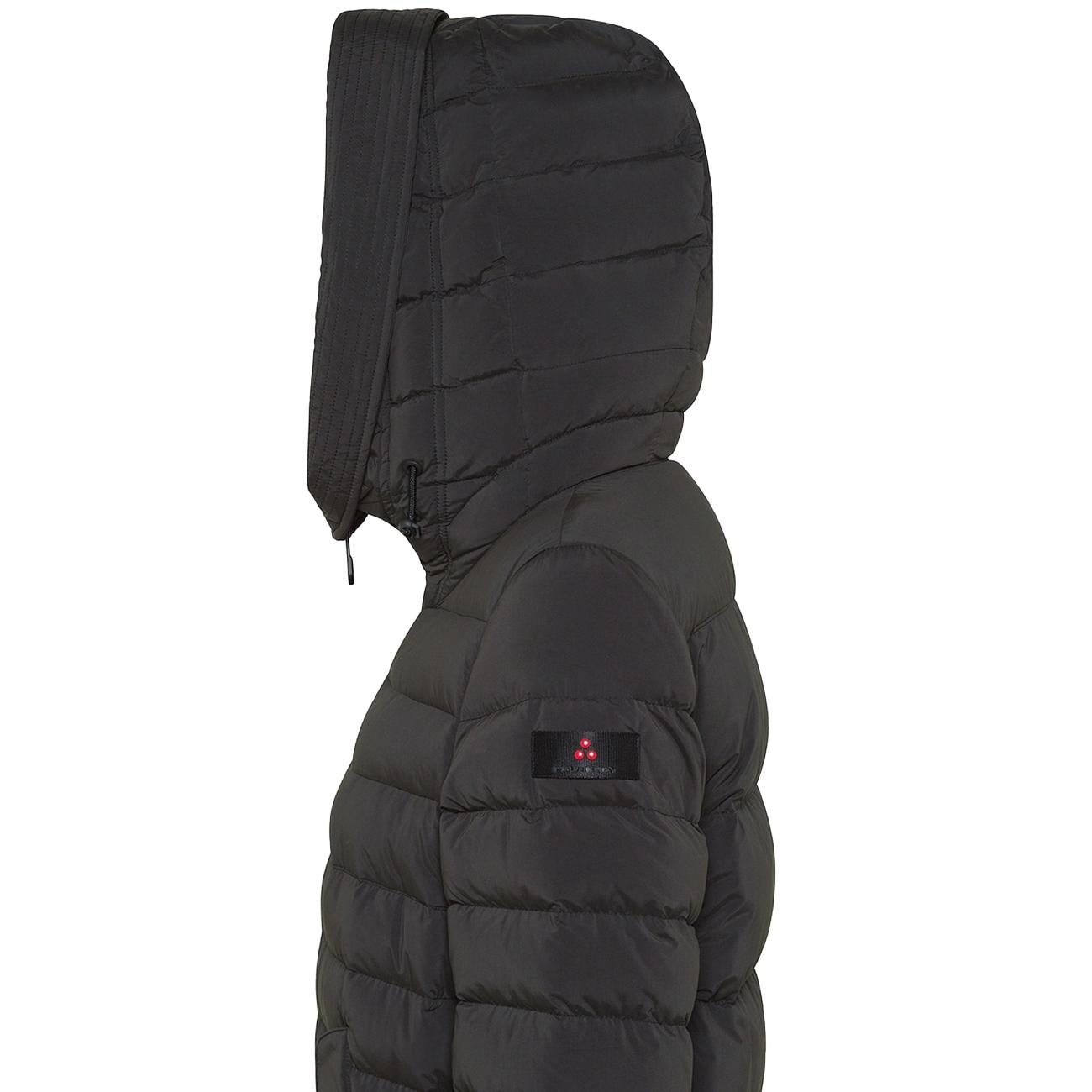 Piumino lungo con pelliccia in tono colore PED4017 01190986 808 CORVO PEUTEREY 