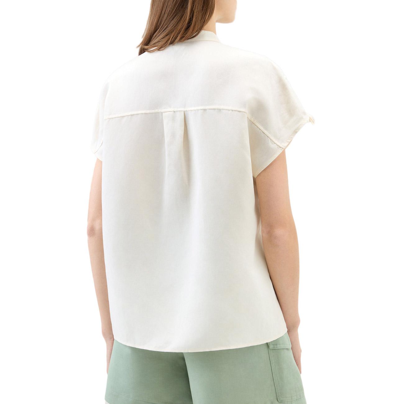 Blusa In Misto Lino Donna Plaster White CFWWSI0179FRUT3043 8178 PLASTER WHITE WOOLRICH 