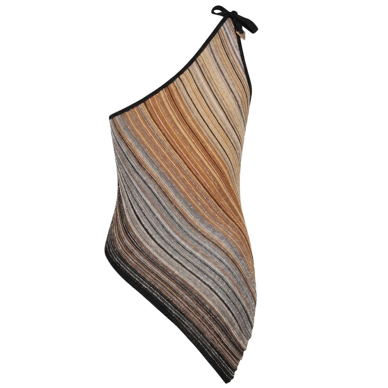 AKEP Top Monospalla A Righe Lurex CNKD13294 MARRONE 