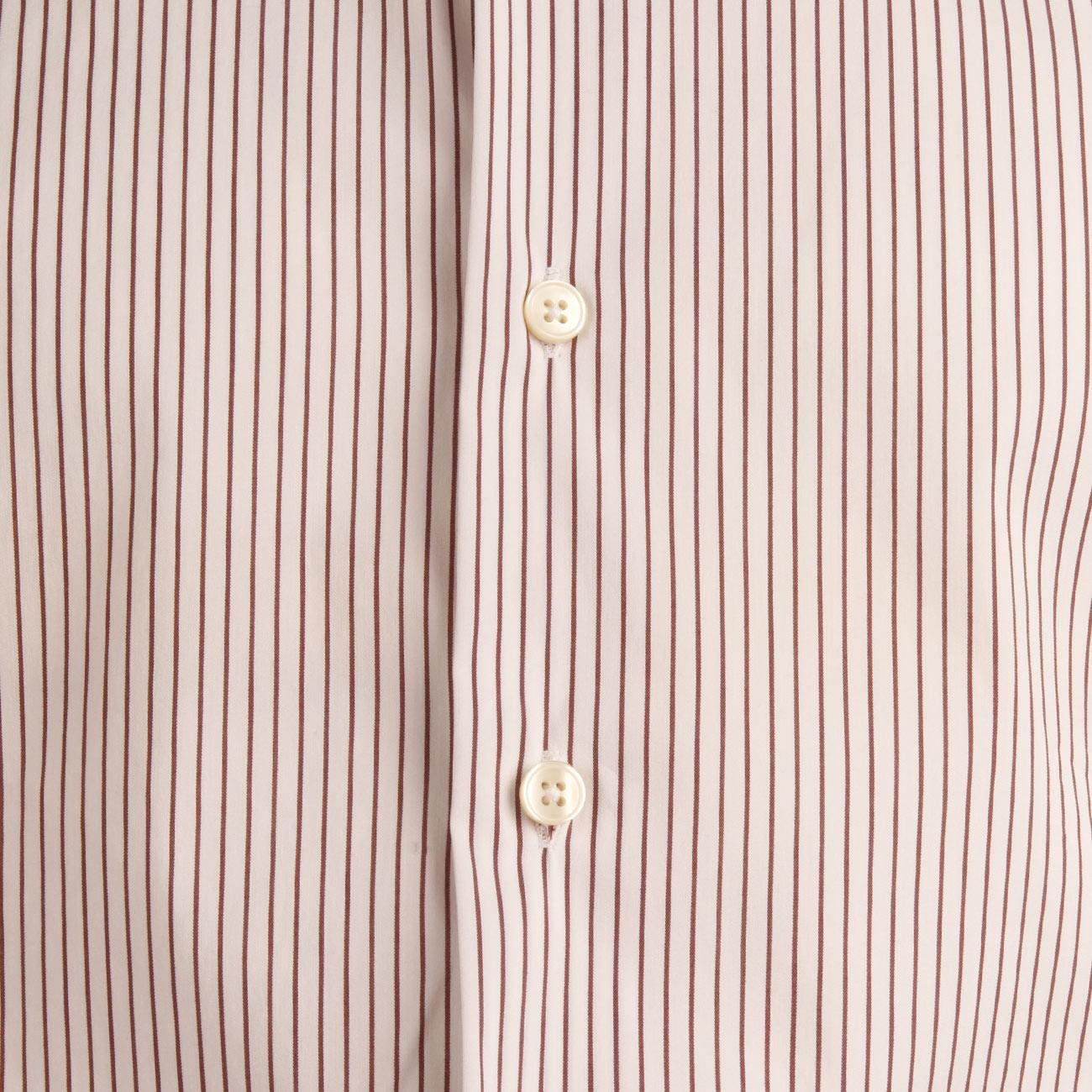 Camicia Rigata Collo Francese Uomo Bianco Marrone UB5FUR RR2/B.CO/MARR. GUGLIELMINOTTI 